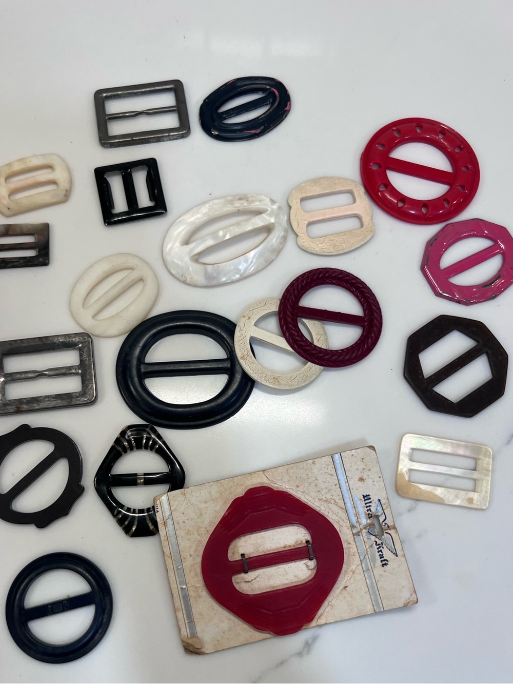 Vintage Belt Buckles Or Scarf Slides Various Sizes And Material
